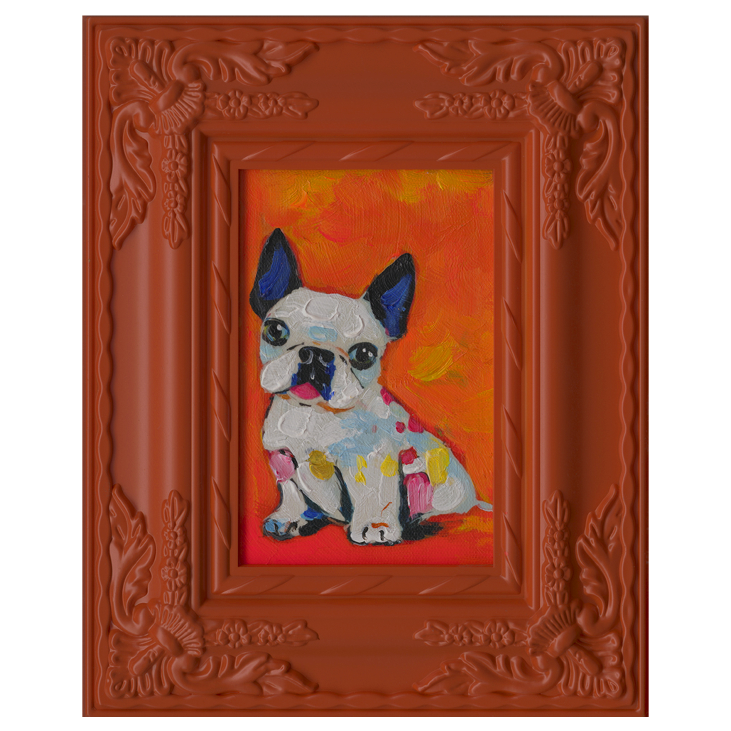 Bild handgemalt Orange Bulldog II